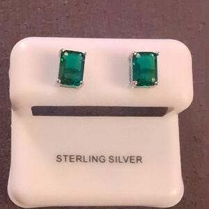 Emerald Green Sterling Silver Earrings